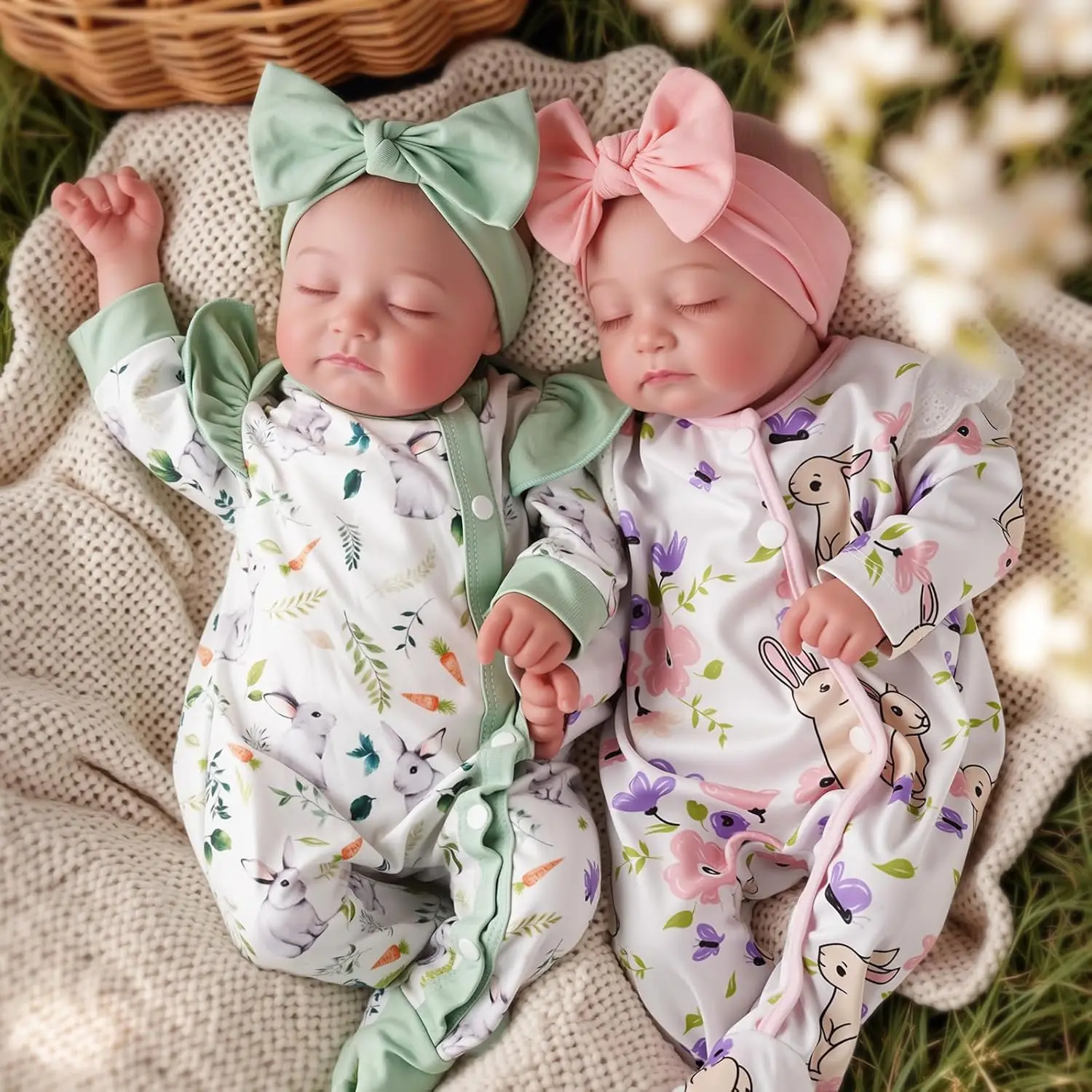 

Realistic 20 Inch Reborn Baby Doll Twins, Soft Vinyl & Cloth Body with Accessories for Kids 3+ Years Old