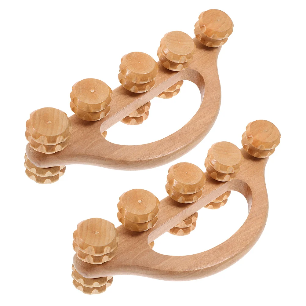 

2 шт. деревянный массажер для шеи, роликовый ручной инструмент для массажа тела, портативный ролик для терапии икр, деревянный массажер для ног