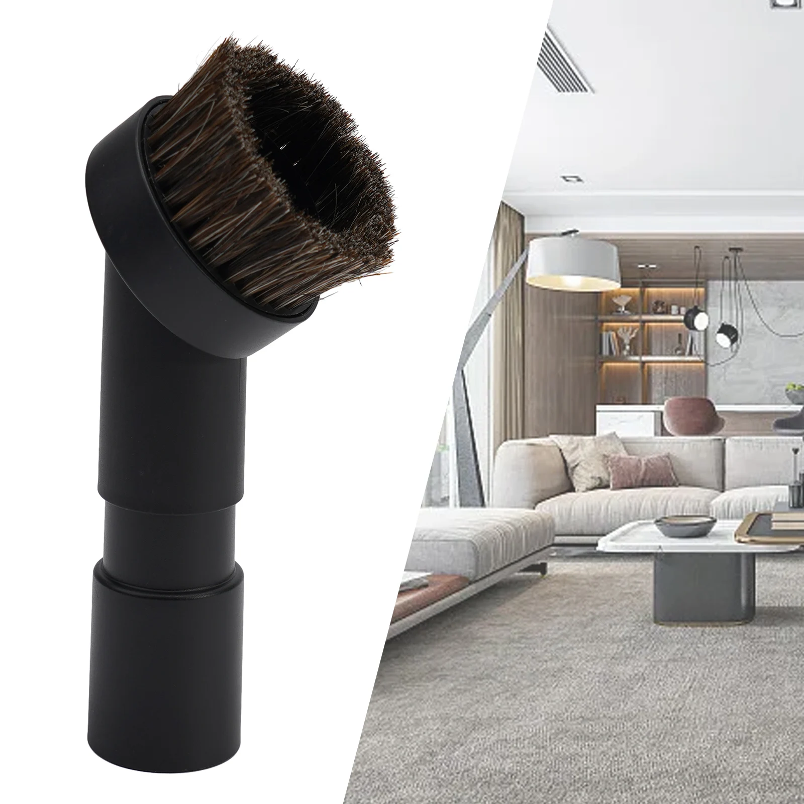 Horse Hair Brush Achieve Spotless Results with Horse Hair Round Brush and Vacuum Cleaner Converting Adapter for 32mm Diameter