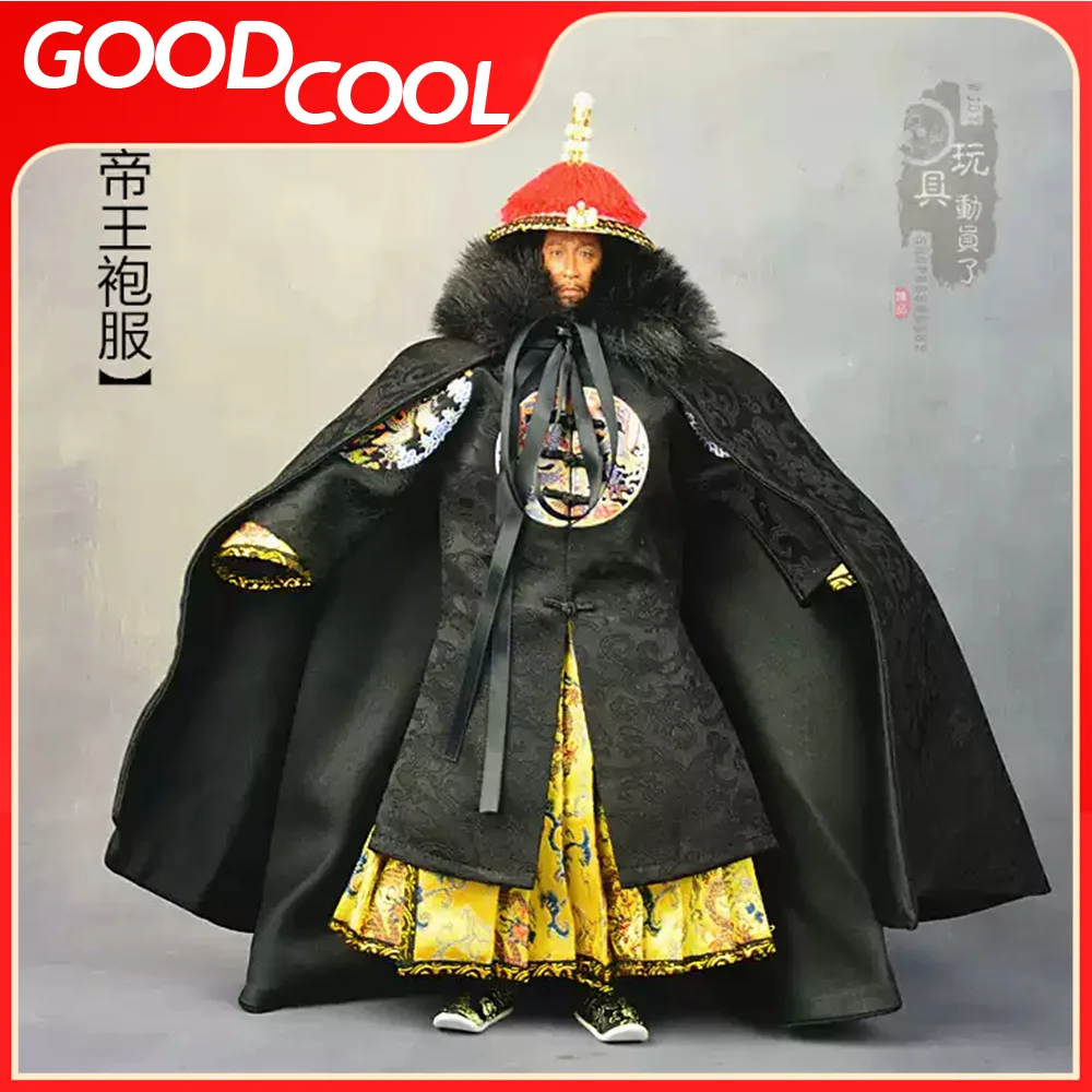 1/6 Scale Male Soldier Ancient Qing Dynasty Emperor Dragon Robe Cloak Boots Accessories Fit 12 inch Action Figure Body Toys