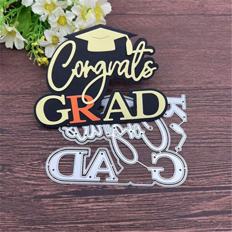 GRAD Graduates Frame Metal Cutting Dies Stencils For DIY Scrapbooking Decorative Embossing Handcraft Template