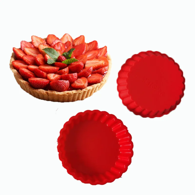 

3Pcs Silicone Tart Molds Mini Quiche Non-stick Round Fluted Flan Pan with Loose Bases Cake Mold Tools Molds Silicone Pizza Pan