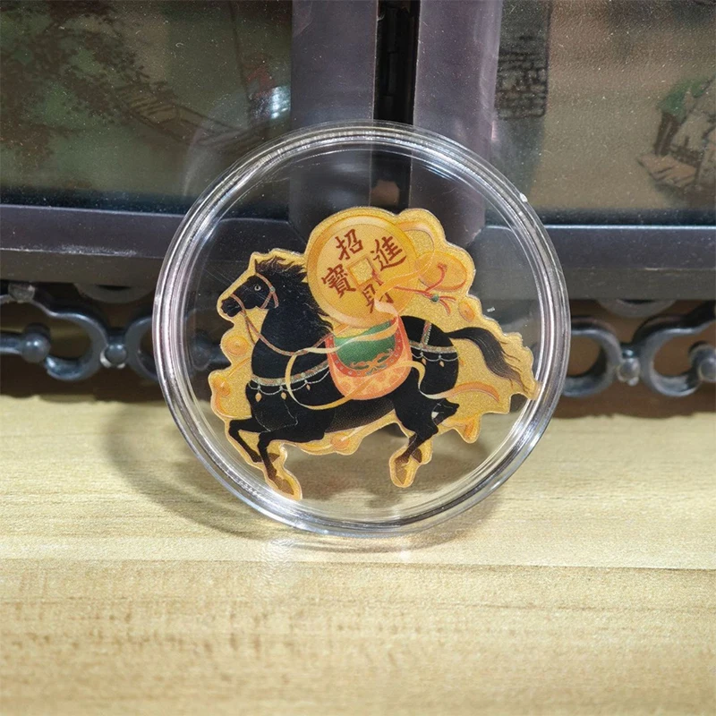 الذهب احباط لاكي هورس ملصقات تزيين الهاتف المحمول DIY الديكور ذاتية اللصق التصحيح السنة الجديدة ملصق مع صندوق الاكريليك #5