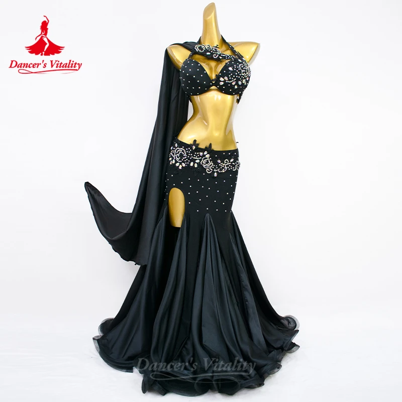 Bauchtanz-Kostüm-Set für Damen, Erwachsene, Kinder, Bauchtanz-BH + Spandex, geteilter langer Rock, 2-teilig, individuelles orientalisches Tanz-Outfit