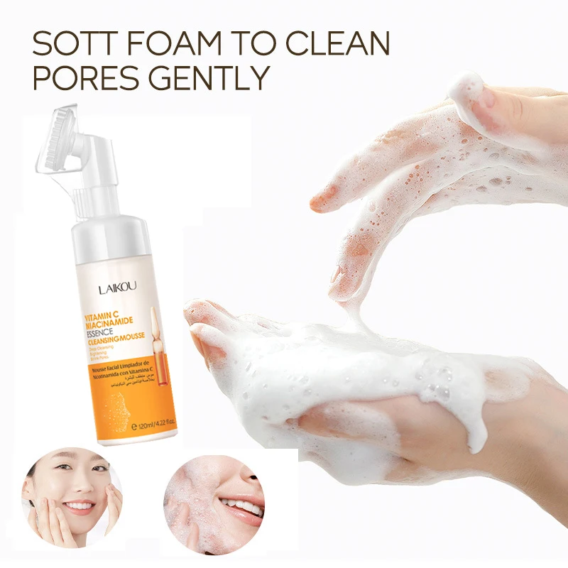 Vitamin C Cleansing Mousse Deep Clean Pores Oil Control Foaming Facial Cleanser Whitening Moisturizing Skin Care Product