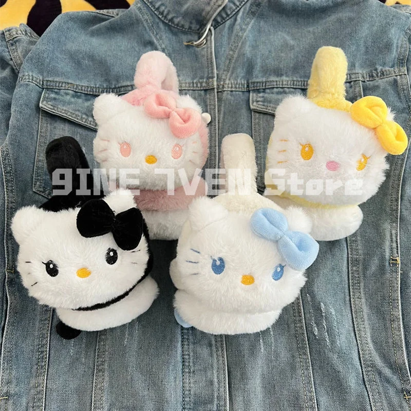 Nowe nauszniki Sanrio Kawaii Hello Kitty ładna dziewczyna ciepłe nauszniki serca chowane nauszniki przeciw zamarzaniu prezenty bożonarodzeniowe dla