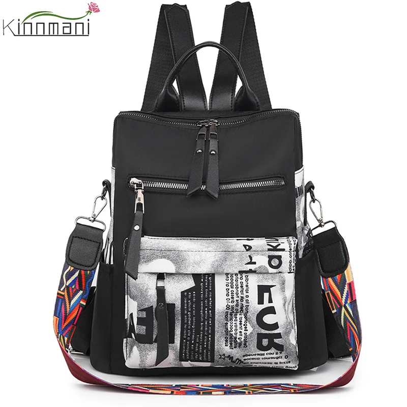 Fashion Womens Backpack Oxford Cloth Women knapsack Lady travel backpack Soft Leather Female Vintage Bag School Bags Sac A Dos