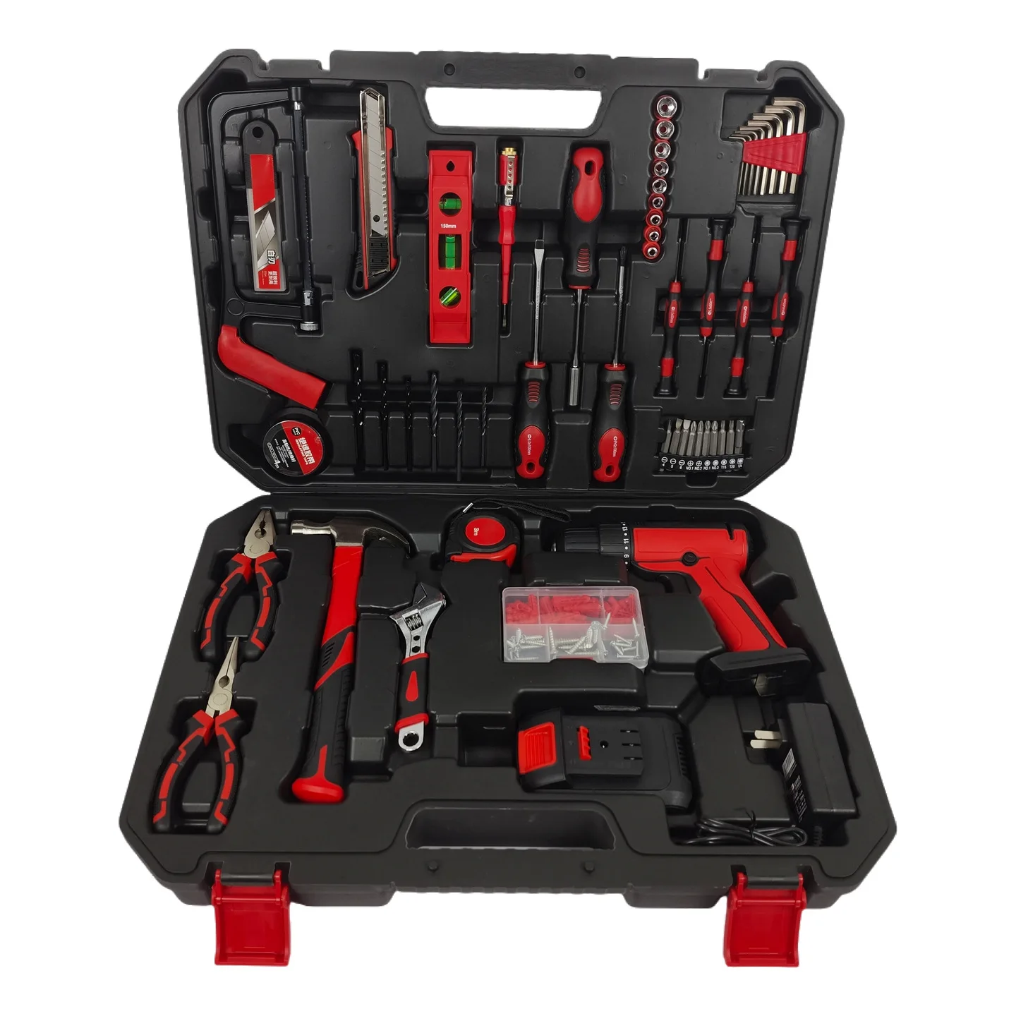 Multi Functional Hardware Tool Box Set with Cordless Drill Options, 16 to 110 Piece Repair Kit for Home, Auto, Assembly and DIY