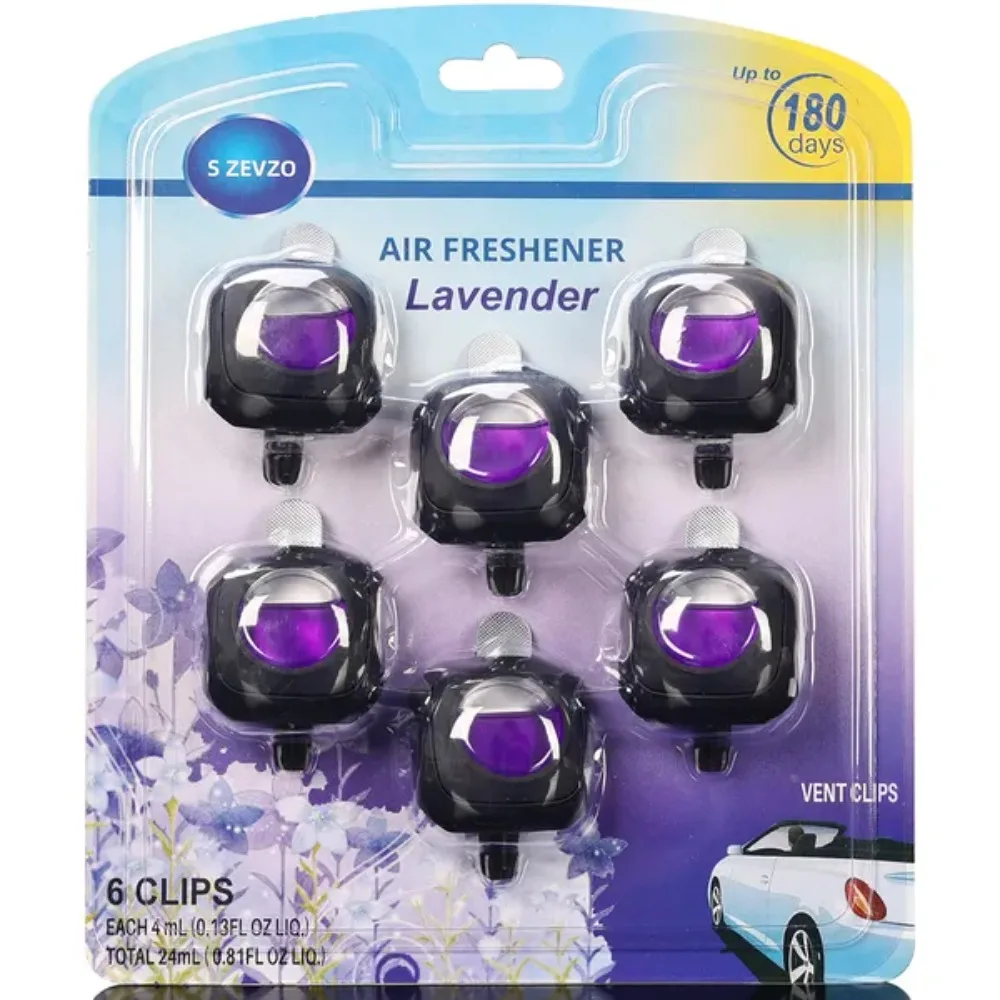 

6 Clips Car Lavender Scent Air Freshener, Long Lasting, 4ml per Unit, Safe & Easy to Use