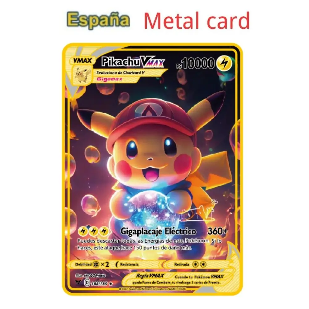 Spanish Metal Pok é mon Card, Iron Card, Mewtwo, Pikachu, GX, Charizard, VMAX, 2024 Novelty