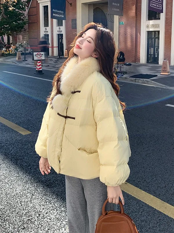 

Detachable Fur Collar Warm down Jaet Women's ort Sle Winter 2025 New Faion Youthful Beautiful Outerwear Coat