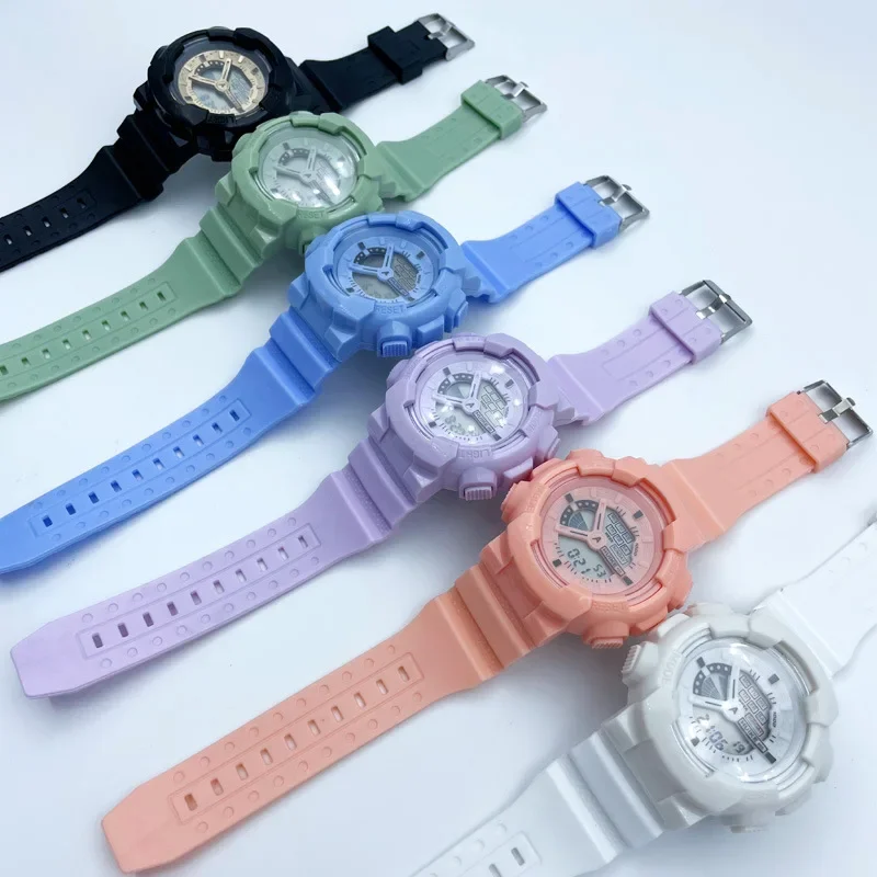 Reloj de silicona rosa para niños, pulsera Digital electrónica, resistente al agua, regalo