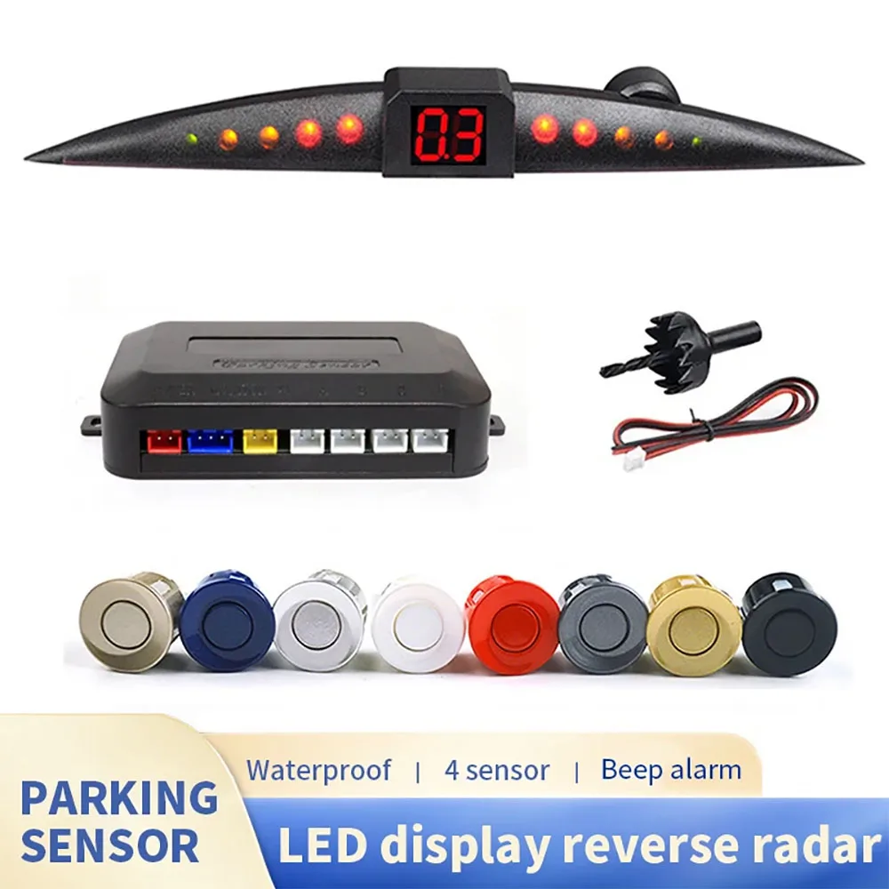 

Car Led Display Parking Sensor Auto Car Detector Parktronic Display Reverse Backup Radar Monitor System With 4 Sensors