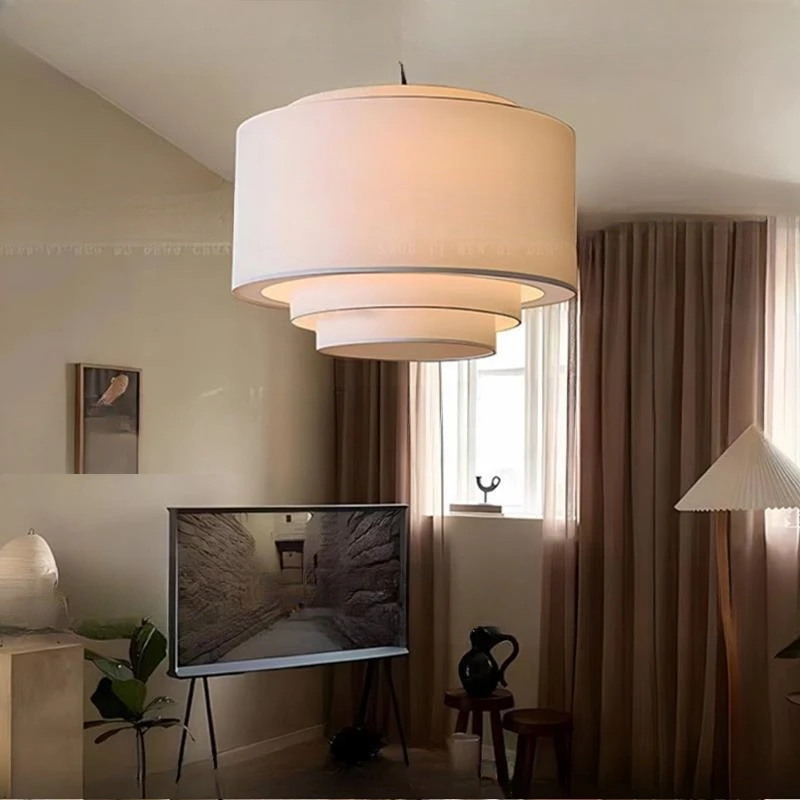 

Chinese retro atmospheric dining room living room fabric chandelier Japanese-style wabi- wind bed and breakfast bedroom