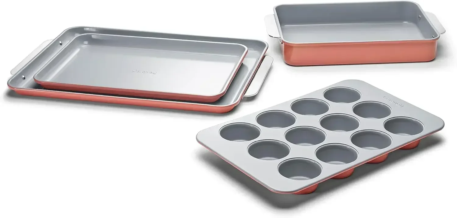 Nonstick Ceramic Bakeware Set, Baking Sheets, Assorted  Pans, Cooling Rack, 5 Pieces