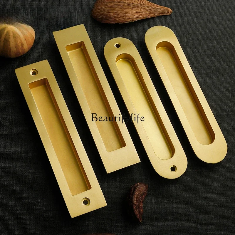 Sliding Door Kitchen Balcony Sliding Door Handle Invisible Light Luxury Pair Embedded Hidden Flush Pull