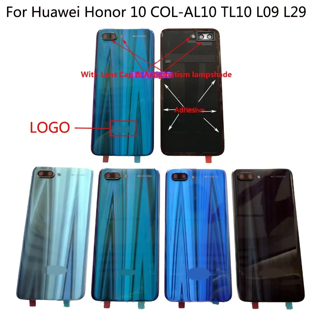 100% Orig New For Huawei Honor 10 COL-AL10 COL-TL10 COL-L09 COL-L29 Glass Rear Back Door Housing Battery Door Cover + Adhesive