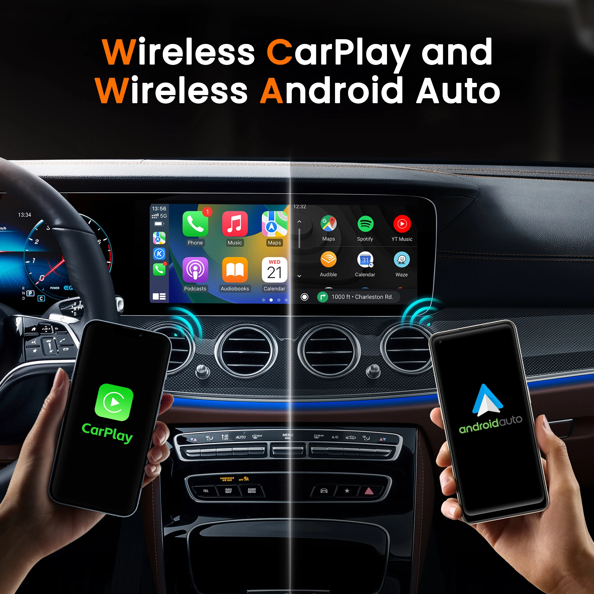 MMB Dongle Pro Wireless Apple CarPlay USB Adapter Andriod Auto Mirroring-Link Car Play YouTube Netflix for Mercedes Audi Mazda