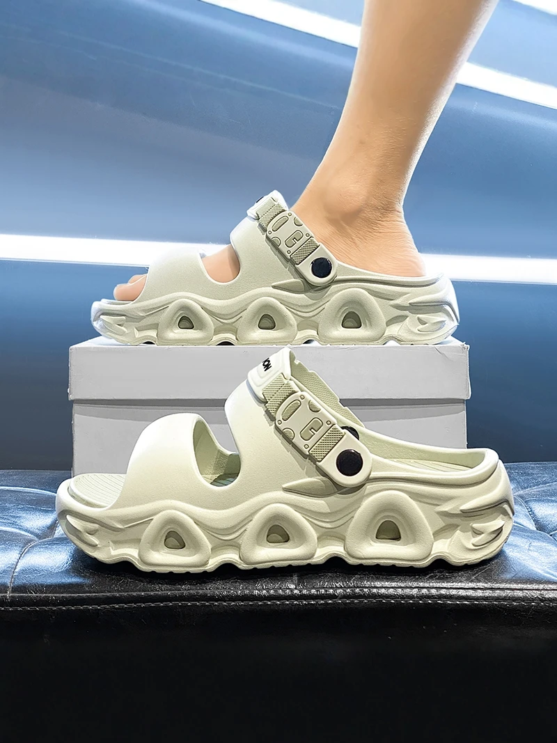 

Casual Men's Summer Sandals Slippers Sports Anti-slip Wear-resistant Thick Bottom Heightening Beach Shoes Driving Two-use