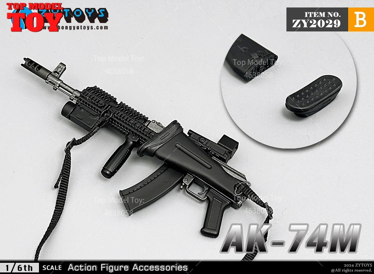 Zytoys ปืนไรเฟิลจู่โจม AK74M ขนาด1/6 ZY2029อุปกรณ์การต่อสู้โมเดล16/17ซม. พอดีกับตุ๊กตาทหารตุ๊กตาขยับแขนขาได้ขนาด12นิ้ว