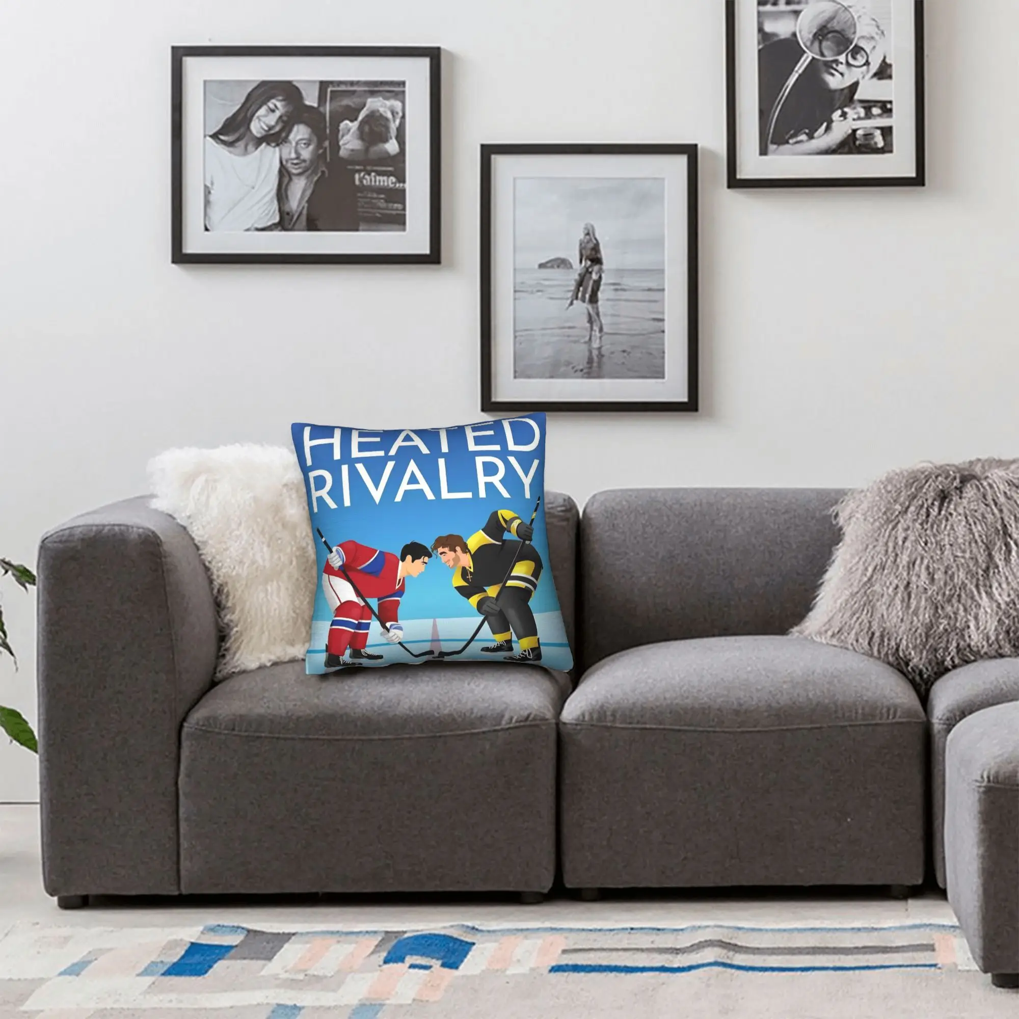 Heated Rivalry Square Pillowcases Polyester Bed Car Hockey Game Cushion Cover Funny Home Decoration Pillowcase 40*40