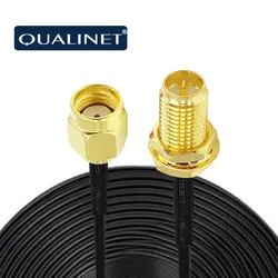 QUALINET-Cable de extensión RG174 m-f/M-M RP SMA, Conector de 0,15-10M, Cable de cobre para Conector Fios Coxal, tarjeta de red WiFi