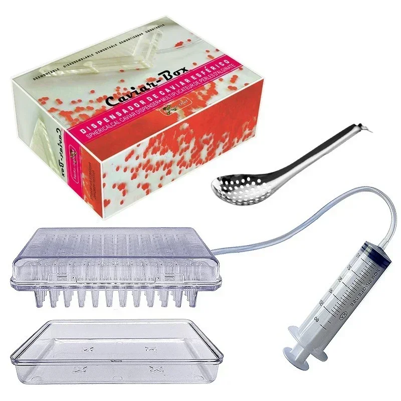 Nuevo Dispensador de Huevo de Salmón para Gastronomía, Herramienta de Caviar para Esferificación, Cuchara y Jeringa con Kit de Salsas y Gotero