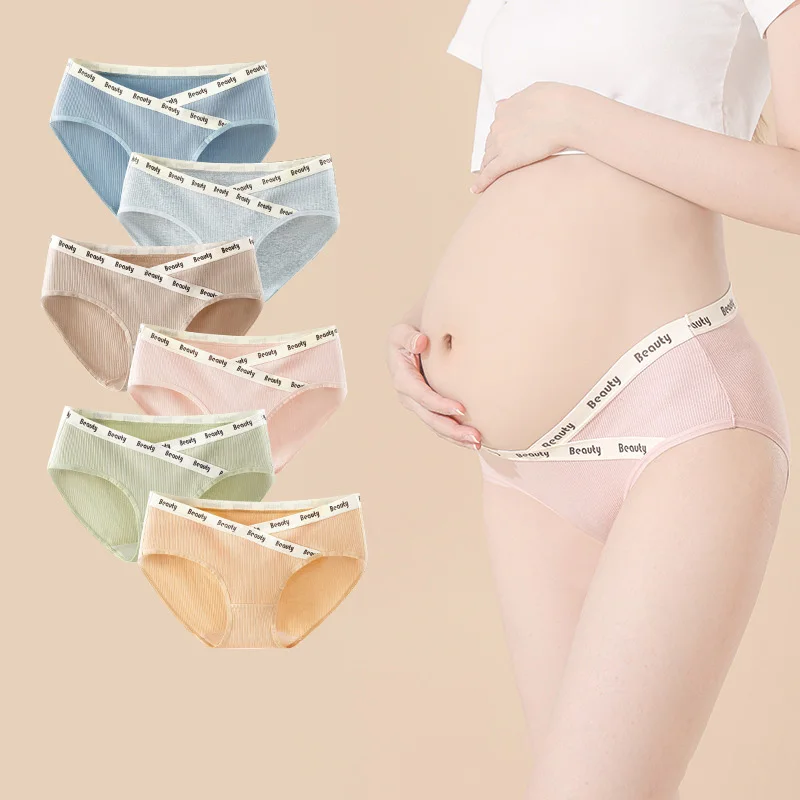 

V-shaped Abdomen Cotton Maternity Panties Low Waist Breathable Panties Adjustable Belly Support Briefs for Pregnant Briefs