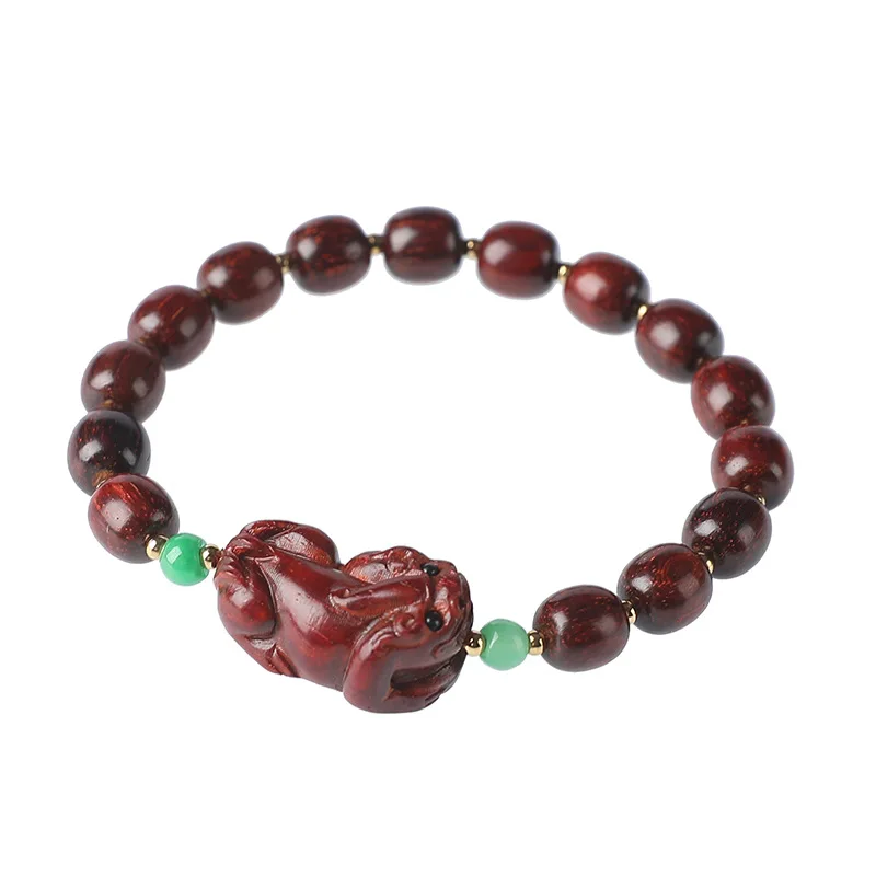 Authentic Indian Small Leaf Red Sandalwood Bracelet Single Circle Wholesale Natural Sandalwood Pixiu Bracelet for Women Ethnic S