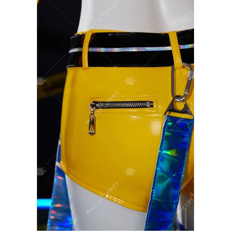 Miccostumes's-8 أزياء النساء الصوتية 17 الذكرى السنوية التأثيرية شورت علوي مع سترة طويلة الأكمام وغطاء الساق الأصفر