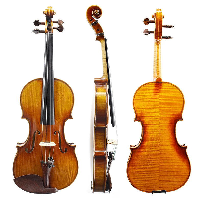 4/4 Flamed Antique Style Violin Handmade with Oil Varnish