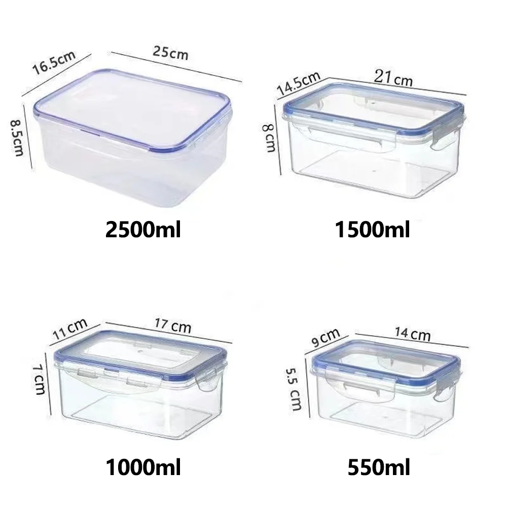 1-5 PCS Airtight Food Storage Containers Rectanglular Plastic Box Freezer & Microwave Safe, Kitchen Fridge Organizer Crisper Box