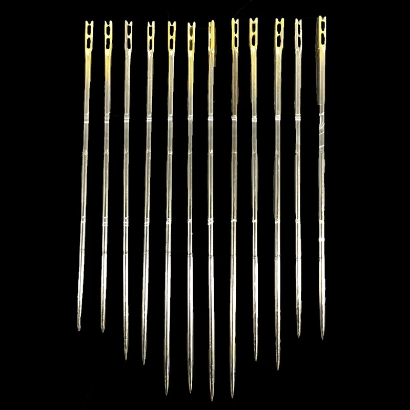 Blind Multi-Size Needles with Gold Tail, Easy to go, Through from Side, Hand Sewing, Embroidery Tool, DIY Needlework, 12Pcs