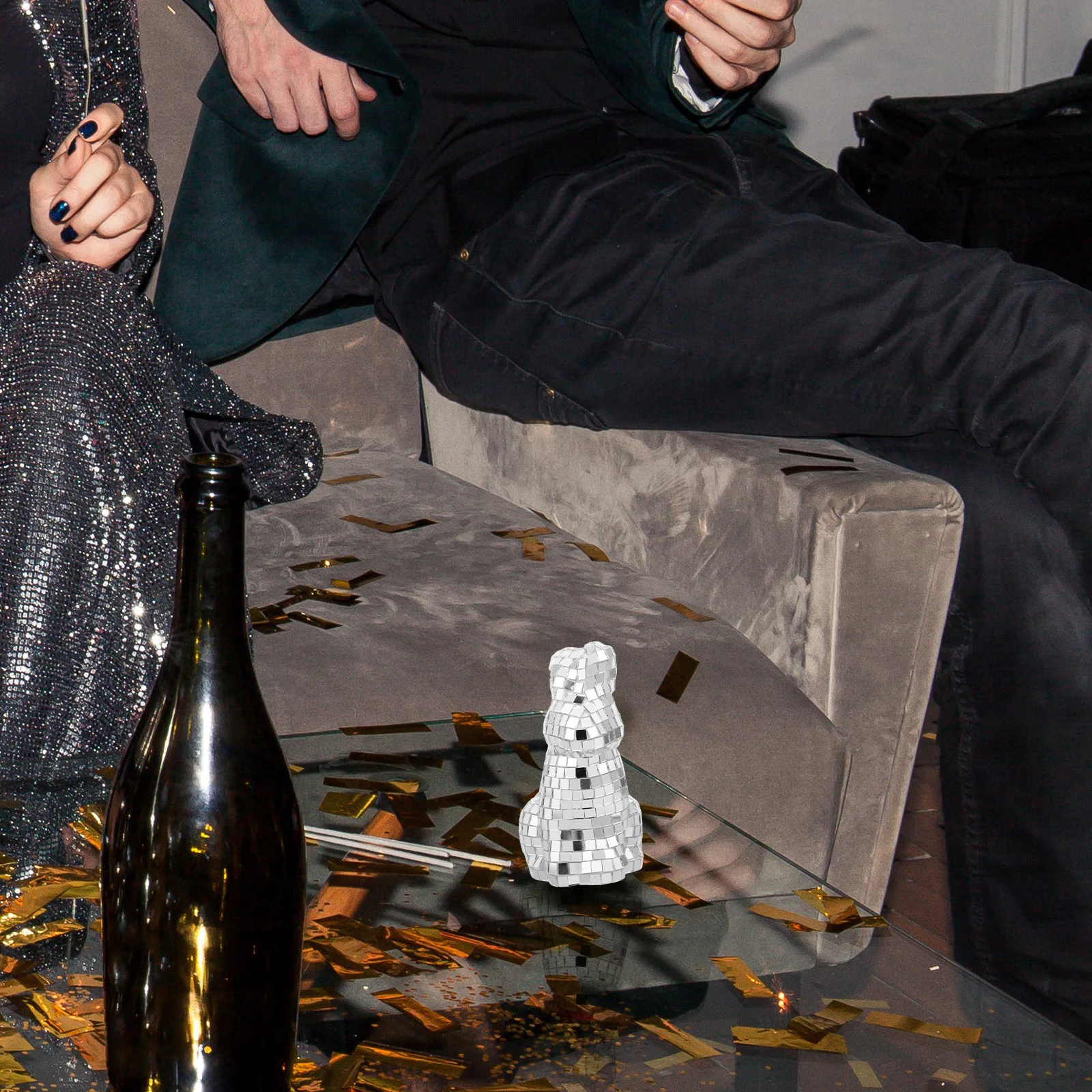 

Glass Disco Ball Rabbit Decoration Mirror Craft Bunny Statue Party Wedding Stage Decor Shiny Desktop Ornaments