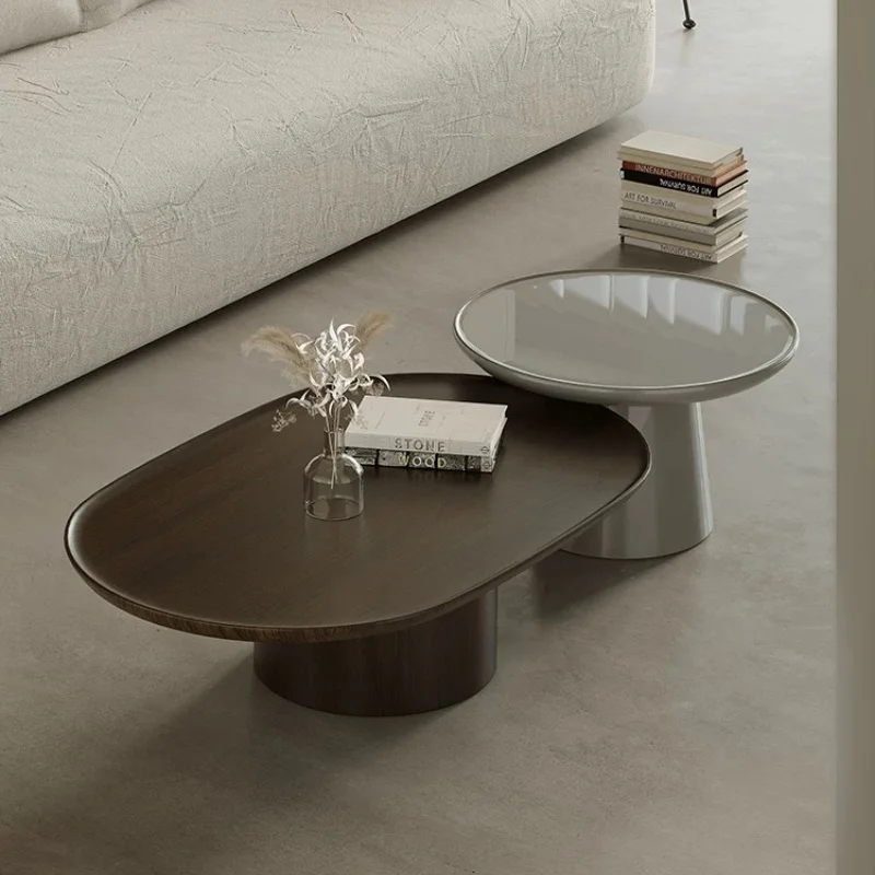 

！@Wabi-Sabi Style Modern Minimalist Coffee Table Set Creative Design Living Room Home Premium Round Oval Tea Table Combination