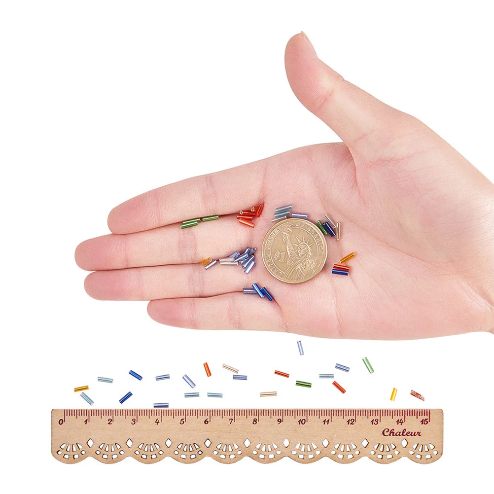 

1 Box Colorful Trumpet Glass Beads Boxed Tube Shape Crafts Accessories for DIY Bracelets Key Chains Jewelry Making (Mixed Color)