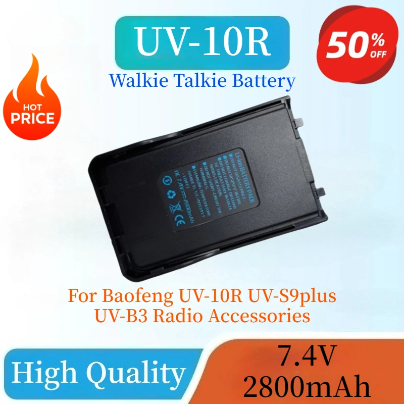 Batteria walkie-talkie ricaricabile nuovissima di alta qualità 7.4V 2800mAh per accessori radio Baofeng UV-10R UV-S9plus UV-B3