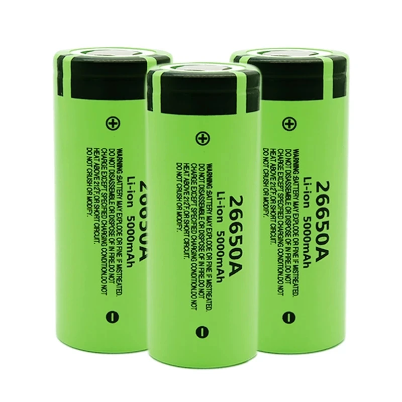 100% 고용량 26650 리튬 이온 충전식 배터리, 파나소닉 26650A, 3.7V, 5000mAh, 신제품