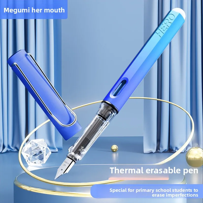 

Hero 369, термочувствительная стираемая перьевая ручка для детей, коррекция осанки, многоразовые чернильные картриджи и иридиевое перо, школьное письмо