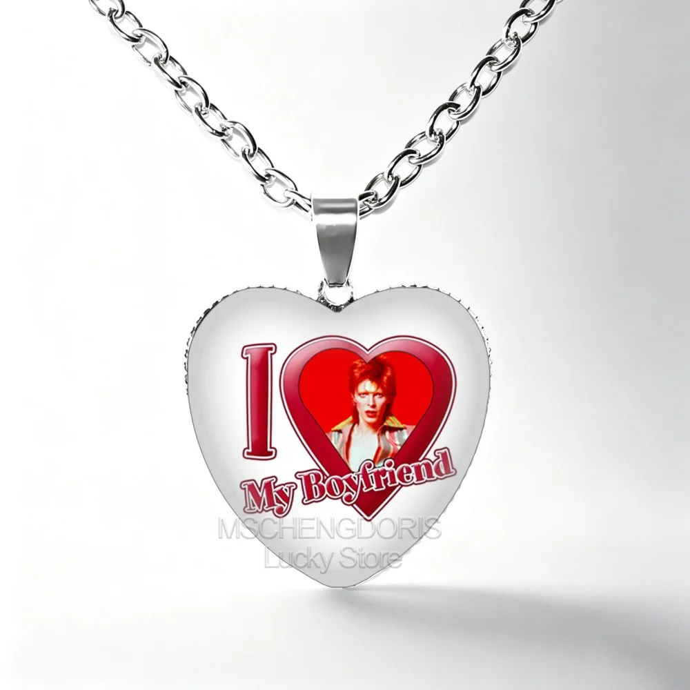 25MM Heart Necklace Classic Singer D-David B-Bowie  Glass Cabochon Pendant Necklace Jewelry Charm Accessories Fans Gift MS055