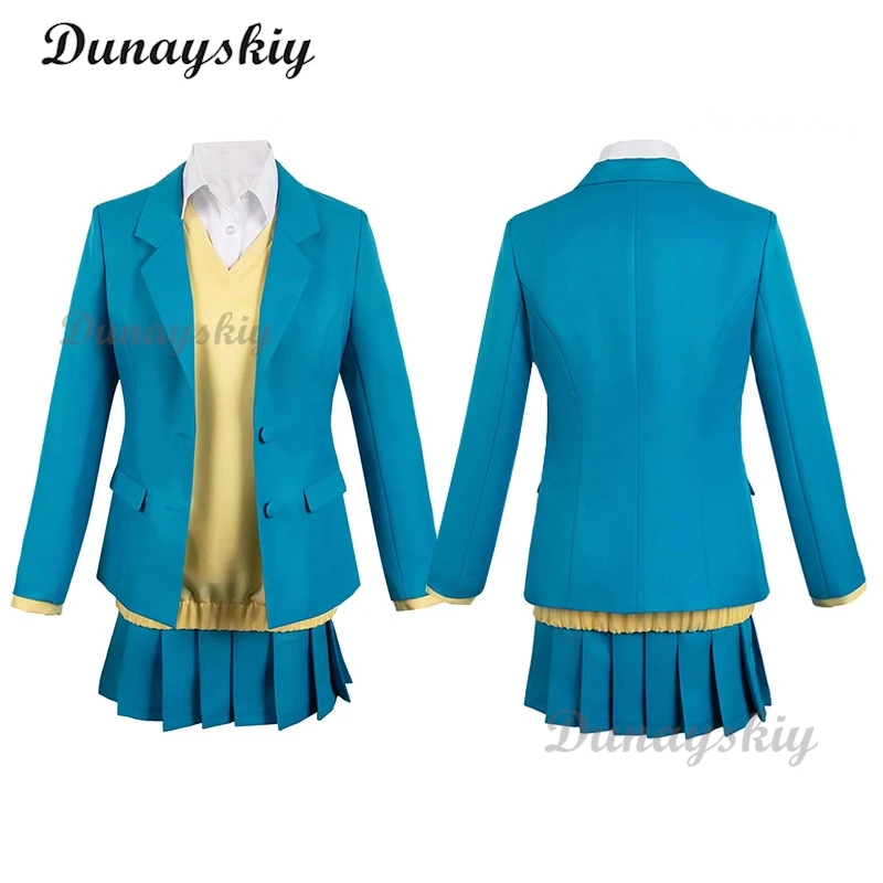 أنيمي أزرق مربع Chinatsu كانو تأثيري حلي ، Ao no Hako تمويه زي موحد أزرق ، تنورات ، سترة ، شعر مستعار ، بدلات هالوين