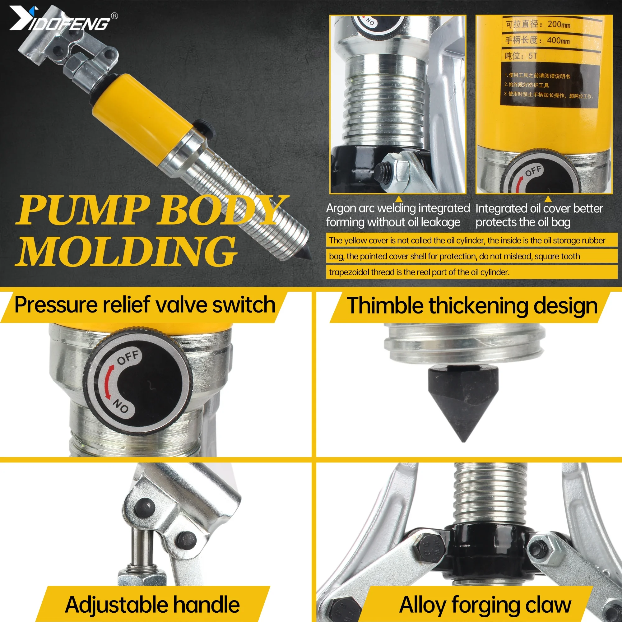 3 Jaws Bearing Hub Removal Tool Kit Integral Hydraulic Puller Remover Tool Bearing Pulley 5 Ton Auto Repair Tools