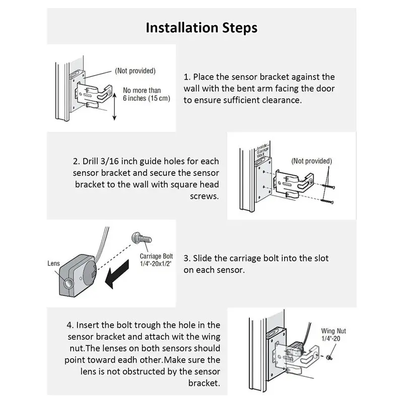 【ELEVATE LIFE】6Pcs Garage Door Opener Safety Sensor Eyes Fit For Liftmaster Sears Chamberlain With Brackets