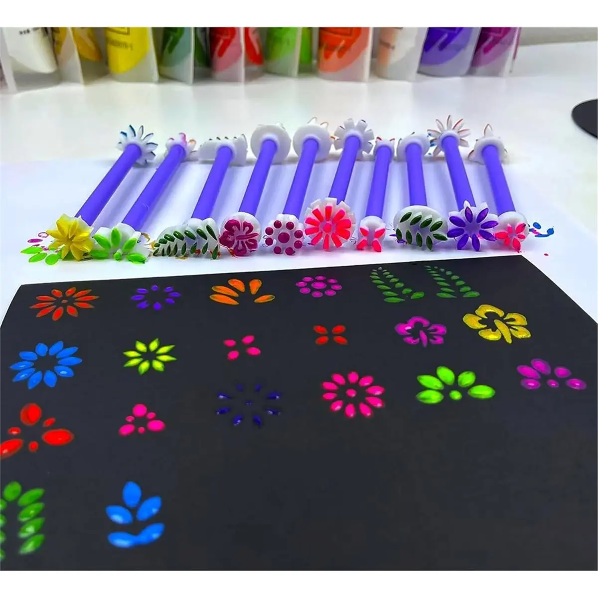 SSR 40PCS Flower Petal Tools for Dot Painting, Petal Dotting Tool, Double Sided Flower Tools, Floral Stamps for Card Making