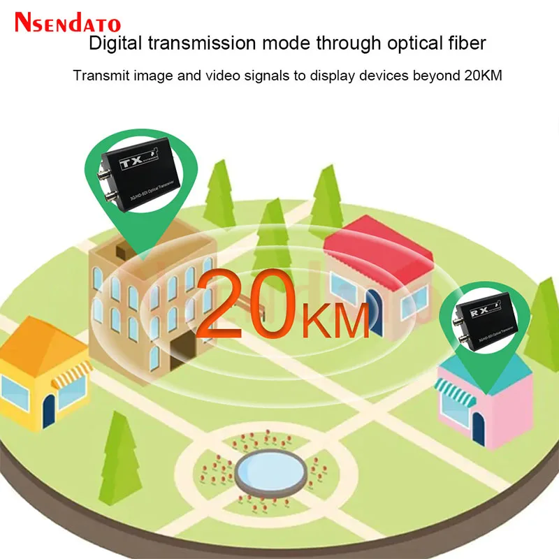 3G HD SDI 광섬유 비디오 전송 시스템 20Km 1080P SDI-광섬유 비디오 송신기 수신기 키트 Supoort 배터리 SDI 루프