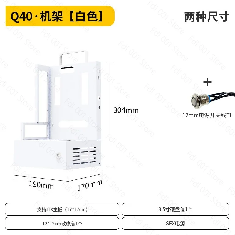 Open Frame MATX ITX Computer Case Q40 Desktop DIY Water Cooling PC Chassis with USB Power Switch Cable