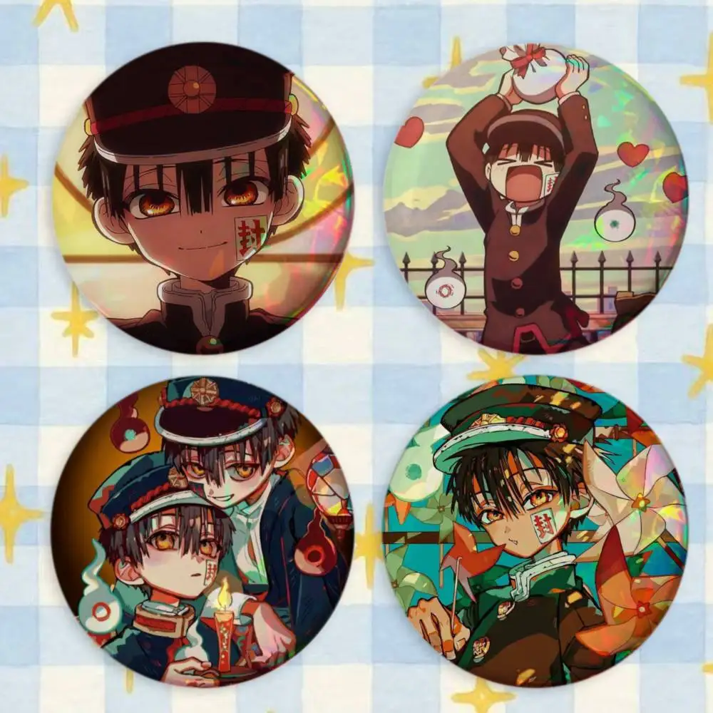 Anime Jibaku Shounen Hanako-kun Badges Button Round Creative Pin Brooch Badge Bag Decor Accessories Fans Collect Friends Gifts