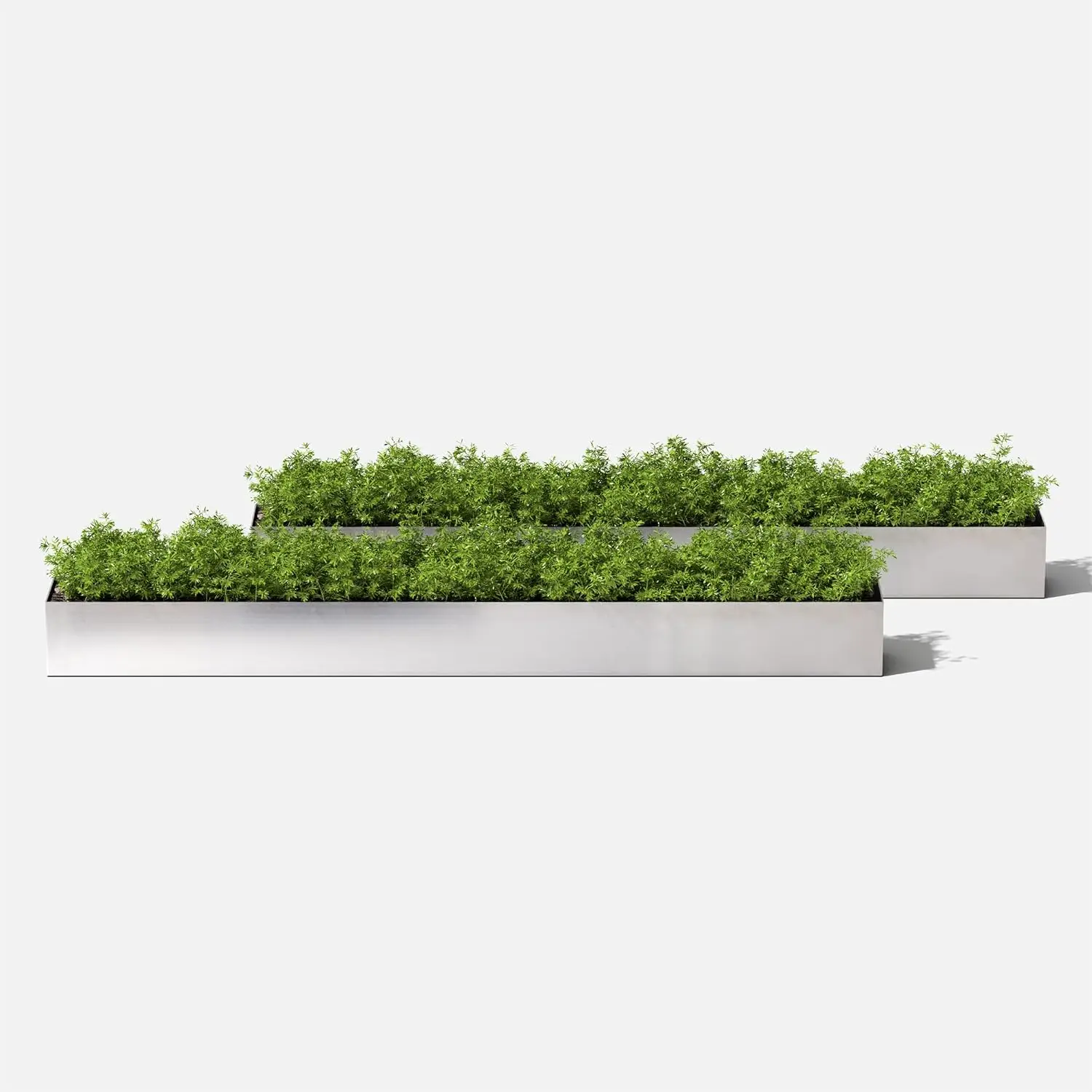 Veradek Geo Trough Planter, 3-Inch Height by 3.5-Inch Width by 32-Inch Length, Stainless Steel, 2 PK