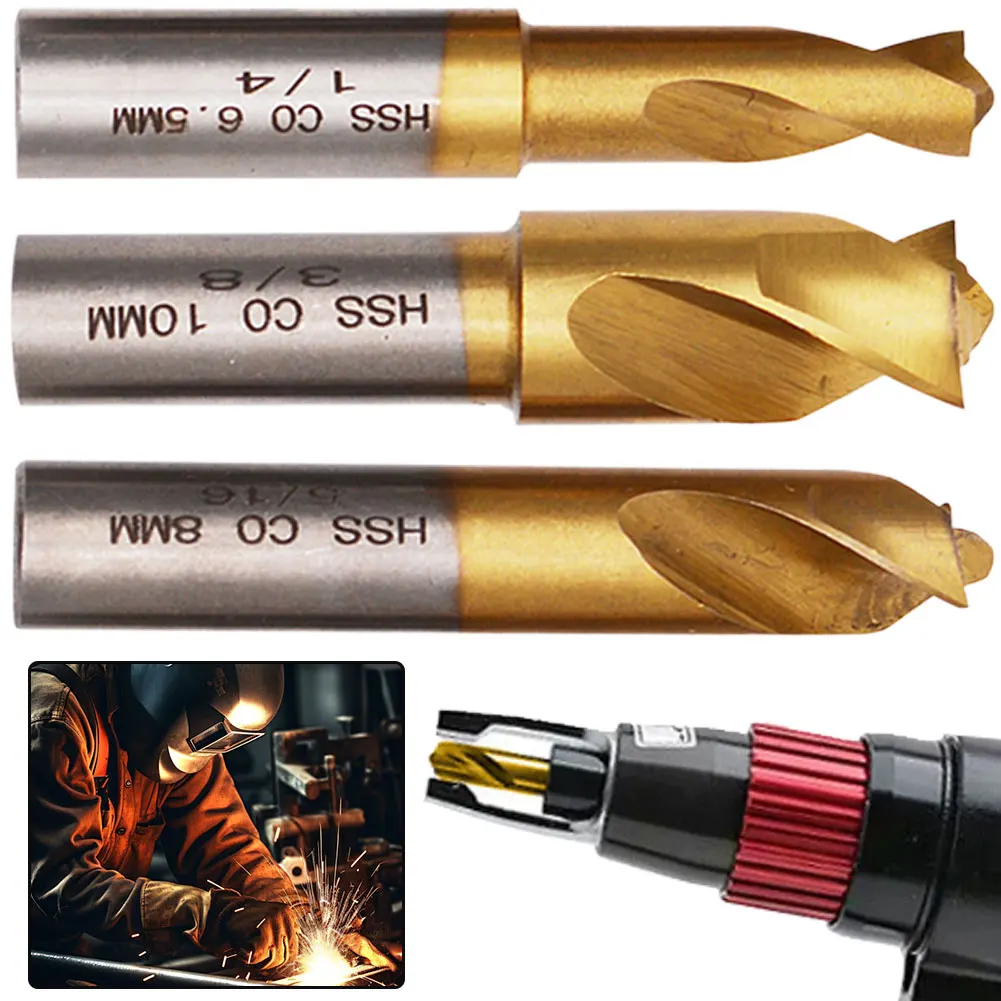 

3Pcs 6.5mm 8mm 10mm HSS CO Spot Weld Drill Bit Set Titanium Plating Sawtooth Point Countersink Bit for Wood Steel Milling