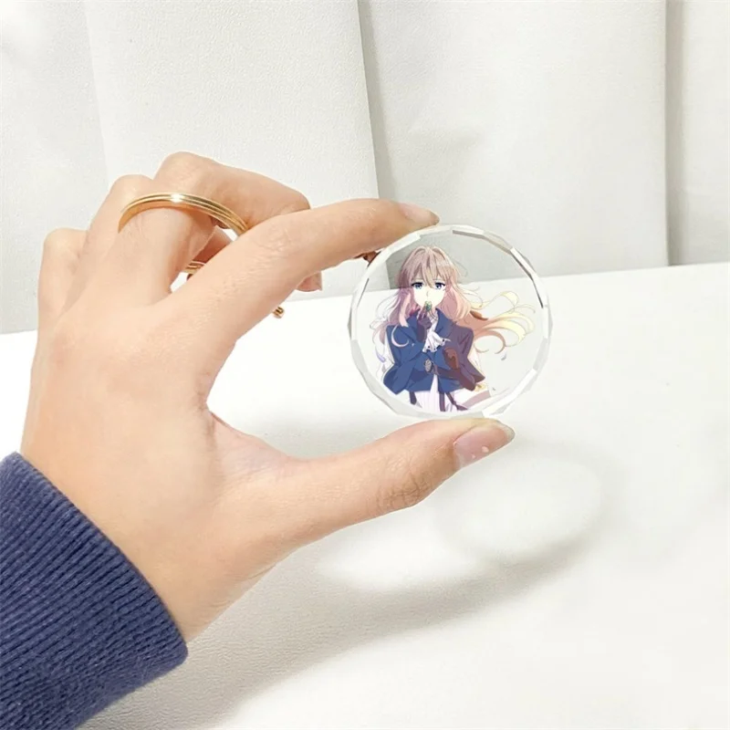 Anime Violet Evergarden Transparent Keychain Cosplay Acrylic Figure Keyring 2169 Kids Collection Toy